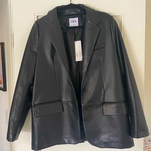 🖤 ZARA FAUX LEATHER BLAZER 🖤